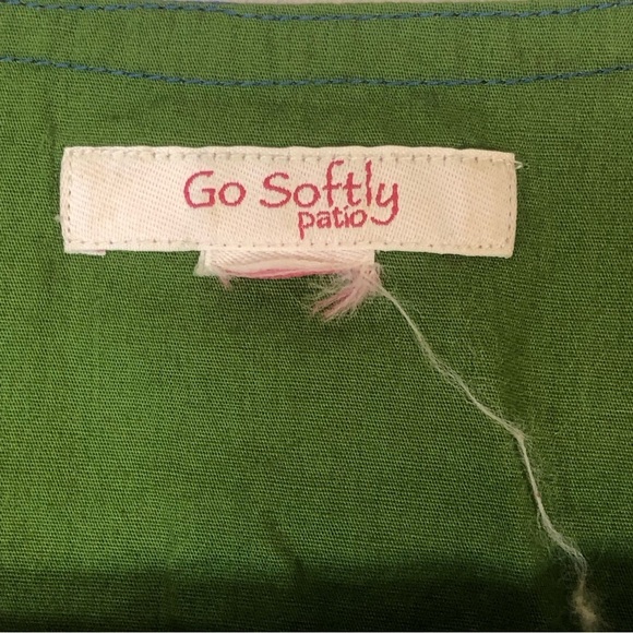 Go Softly Green Blue Floral Beaded Patio Dress Muumuu | Small/Medium - Picture 10 of 11